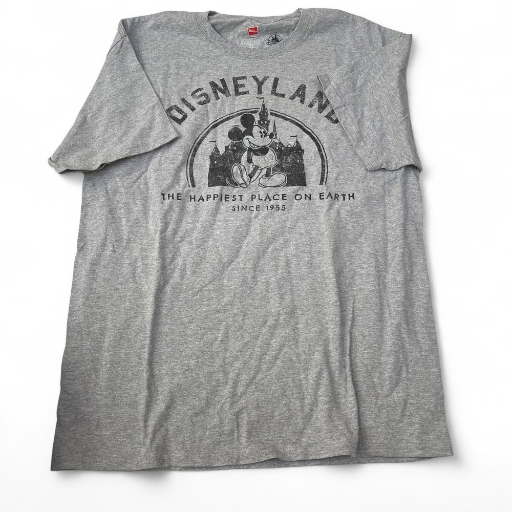 Disney Disneyland Mickey Mouse T-Shirt Mens Large Gray Happiest Place On Earth‎